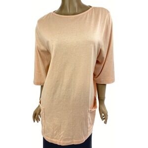 Boundary Waters Tunic Top Size L Pale Pink Elbow Sleeves Cotton Blend Pullover